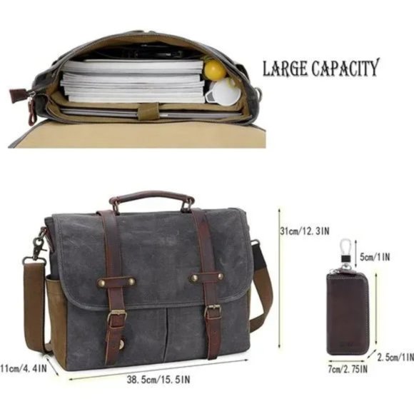 MENS Messenger Bag 15.6 Inch Waterproof, Dark Grey - Picture 4 of 7